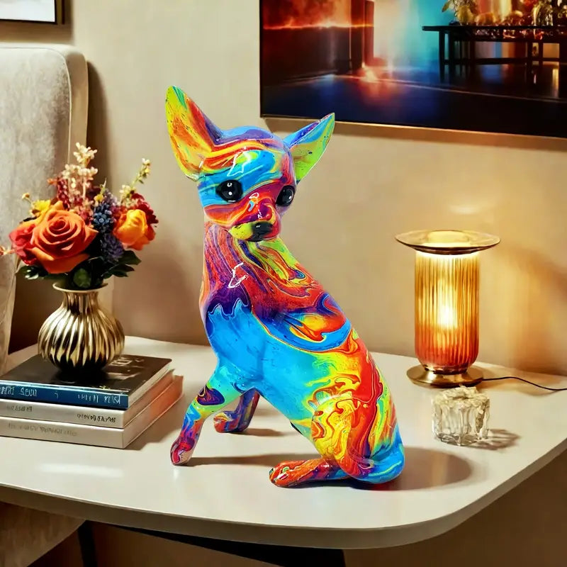 Värikäs Epoksihartsinen Chihuahua-pöytälamppu